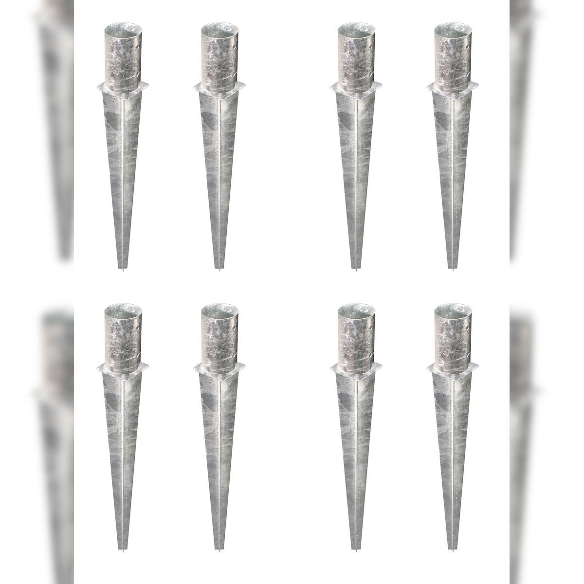 Alberts 8 x Einschlag-Bodenhülse für Rundholzpfosten, Ø121 mm, Länge 750 mm, feuerverzinkt, zum Einbetonieren Image