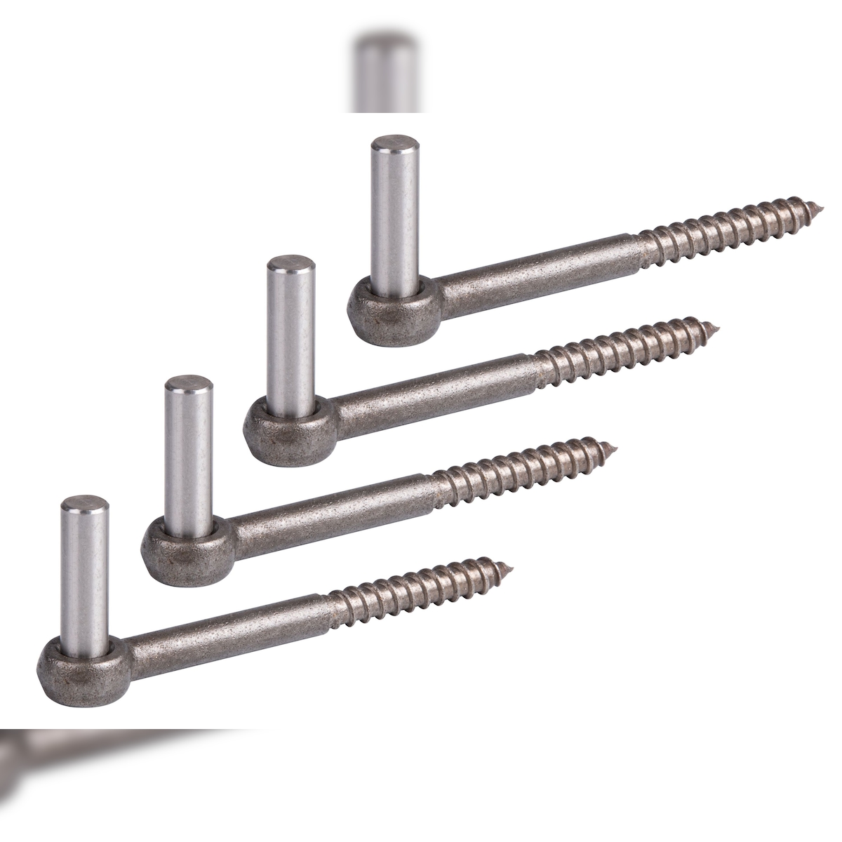 Alberts 846268 Kloben zum Einschrauben, J-Haken, mit angeschnittenem Gewinde, Edelstahl, Dornmaß Ø13 mm, Länge 155 mm, 4er Set Image