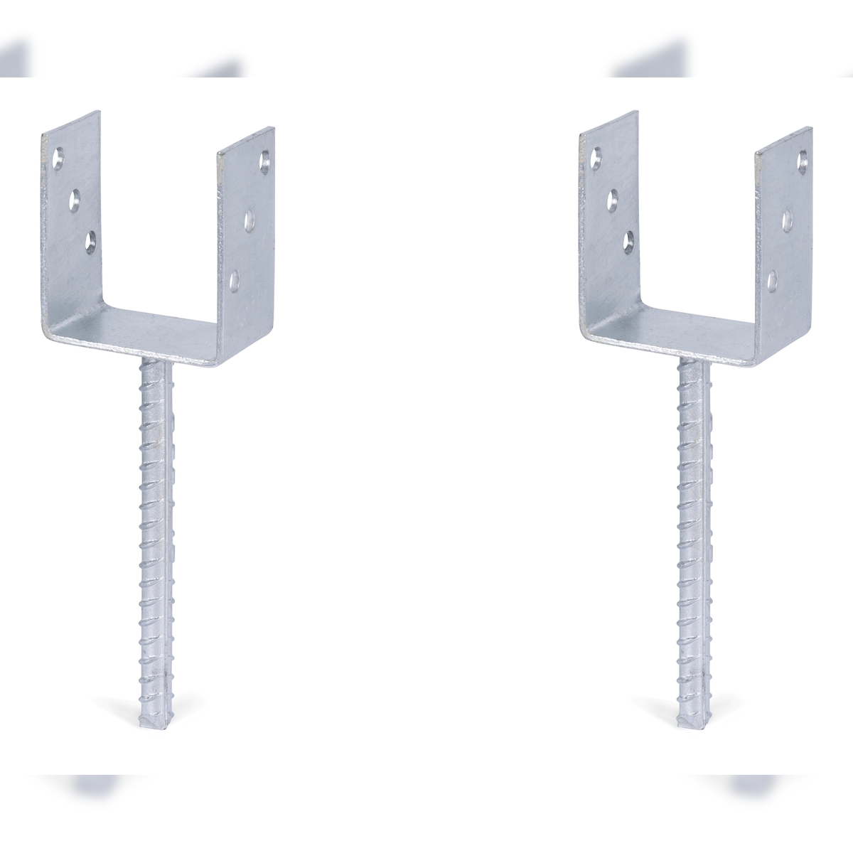 Alberts 2 x U-Pfostenträger mit Riffelstahl-Betonanker, 91x104 mm, Betonanker 200 mm, feuerverzinkt, zum Einbetonieren Image