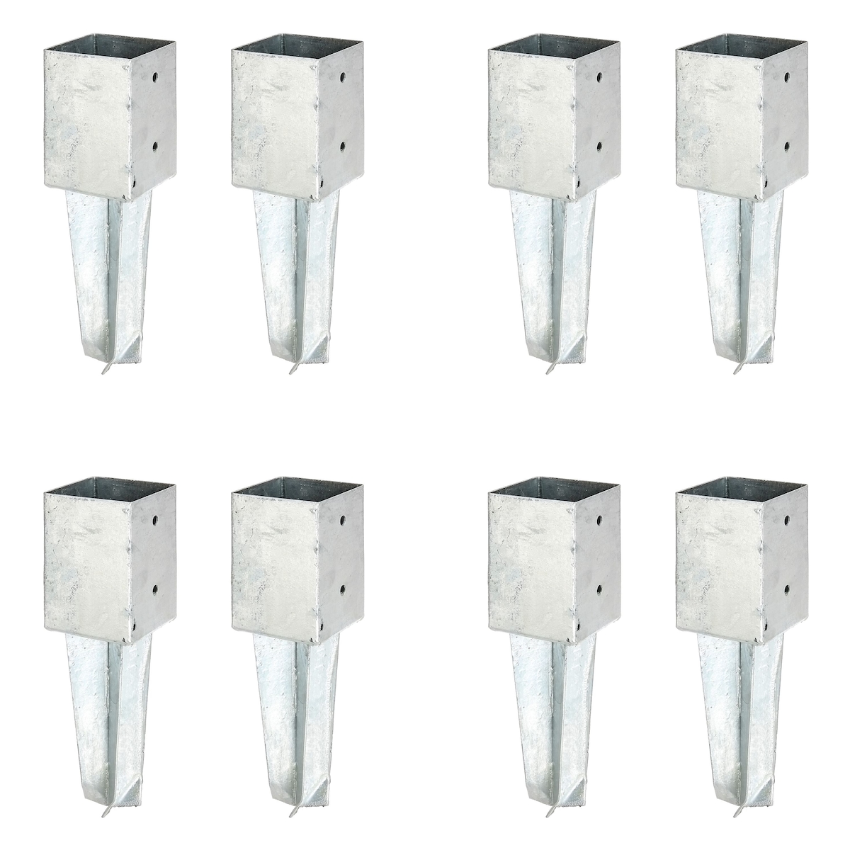 Alberts 8 x Bodenhülse für Vierkantholzpfosten, 91x91 mm, feuerverzinkt, zum Einbetonieren, Länge 350 mm Image