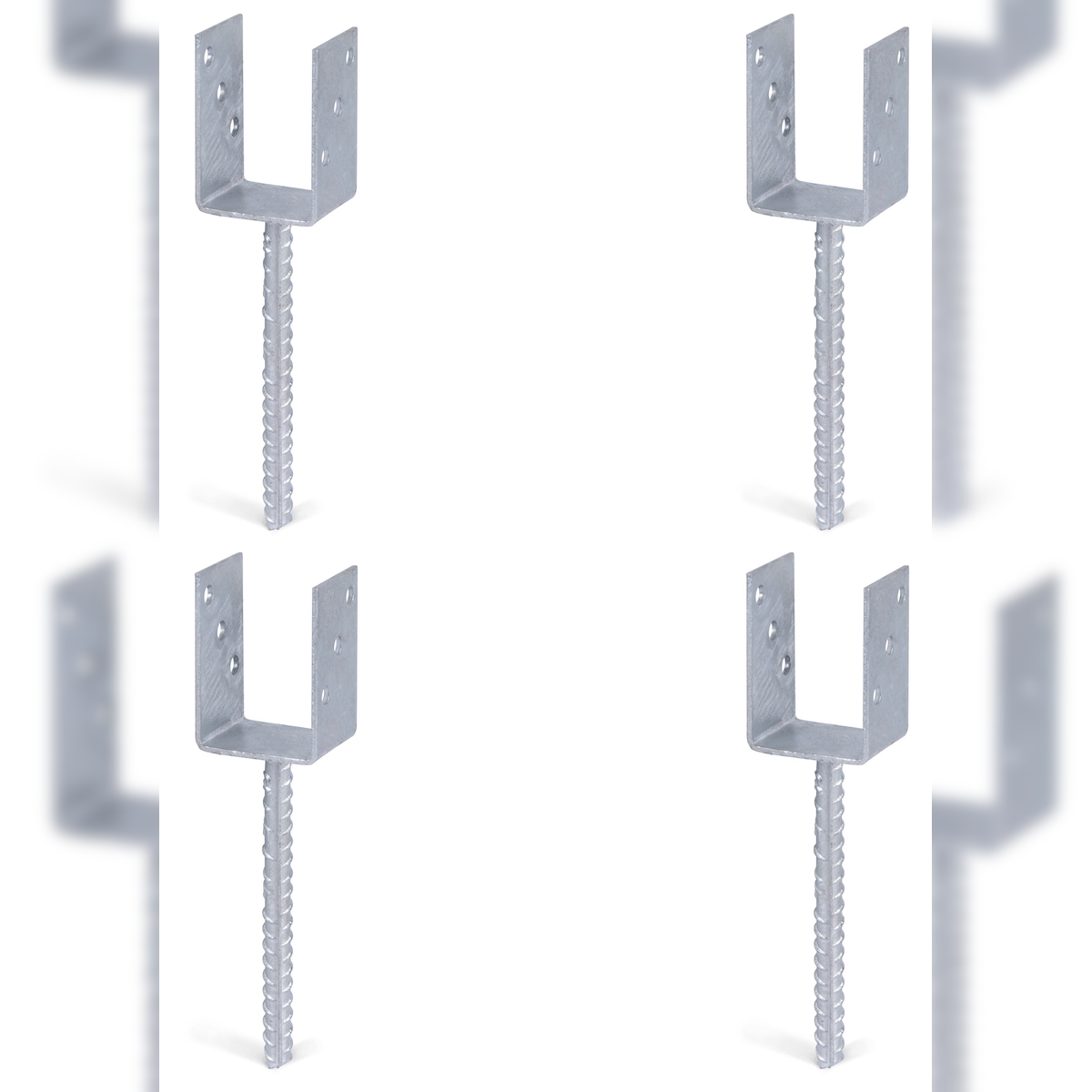Alberts 4 x U-Pfostenträger mit Riffelstahl-Betonanker, 71x104 mm, Betonanker 200 mm, feuerverzinkt, zum Einbetonieren Image