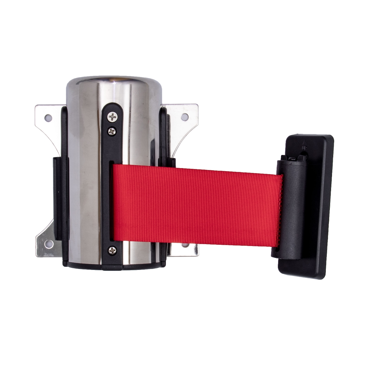 Airbrush-City AcMax Absperrband silber Wandmontage mit roten einziehbaren 3 Meter Gurt - Band Personenleitsystem Abgrenzungsständer Image