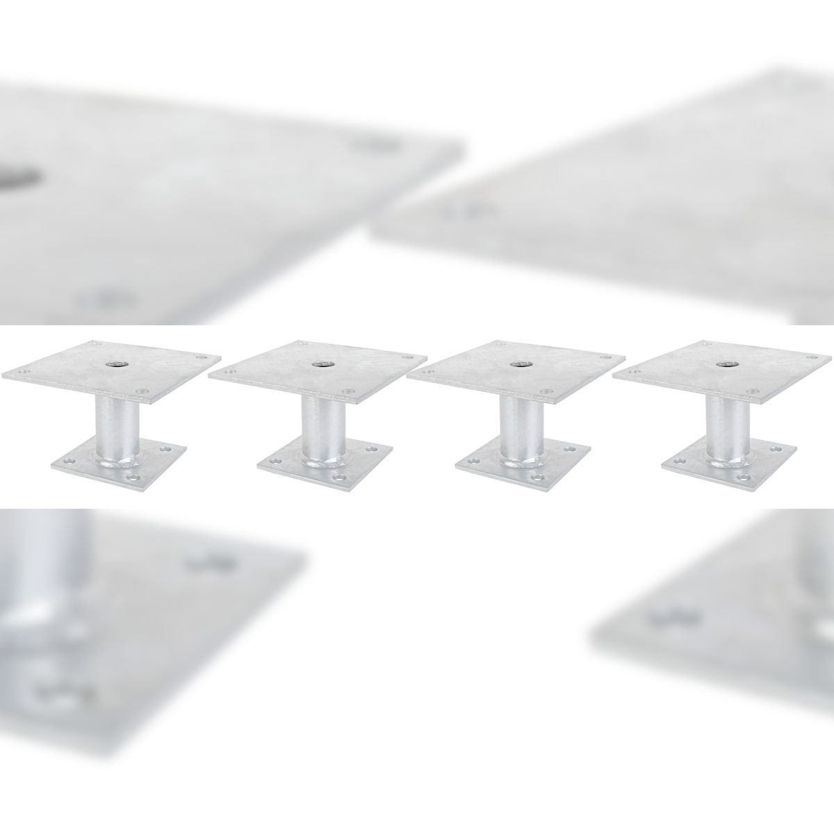 Alberts 4 x Pfostenträger, Platte 150x100 mm, Rohr-Ø 42 mm, feuerverzinkt, zum Aufschrauben Image