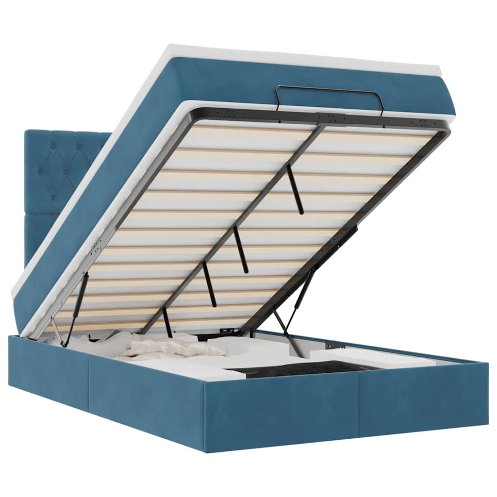 vidaXL Ottoman-Bett mit Matratzen Dunkelblau 120x190 cm Samt Image