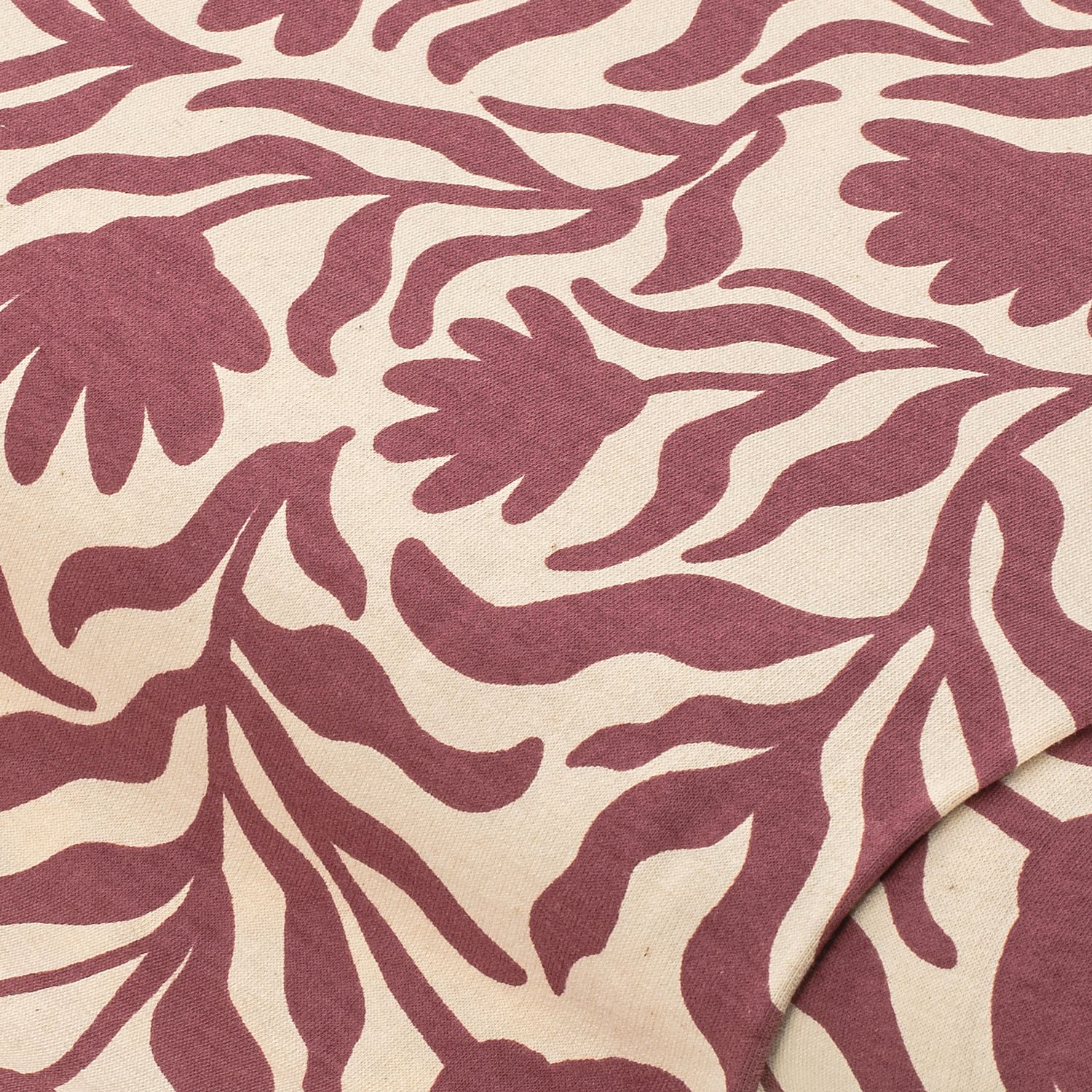 Sweatstoff Blumen, natur/bordeaux Image