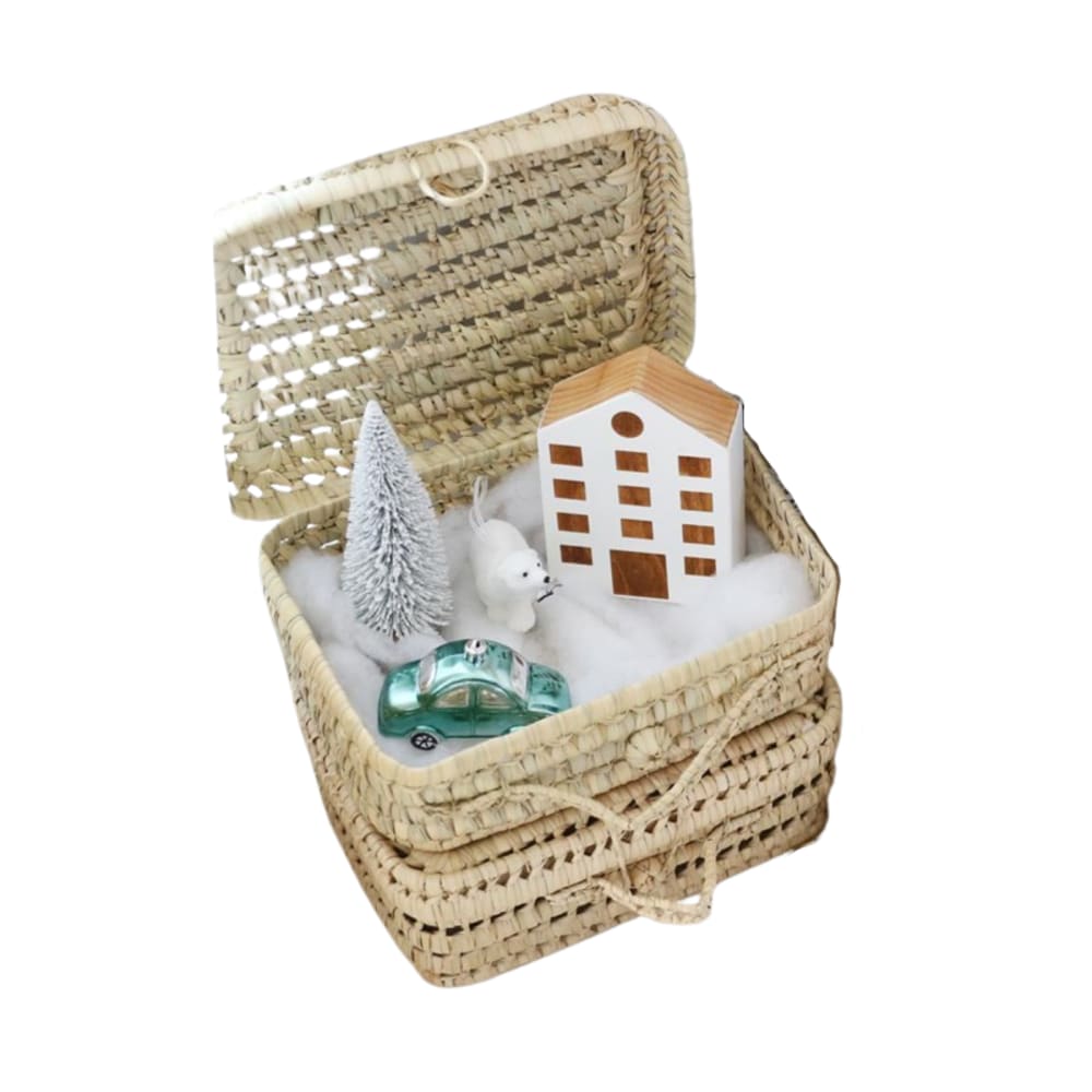 Valigia piccola di vimini marrone 12x31.5x20cm