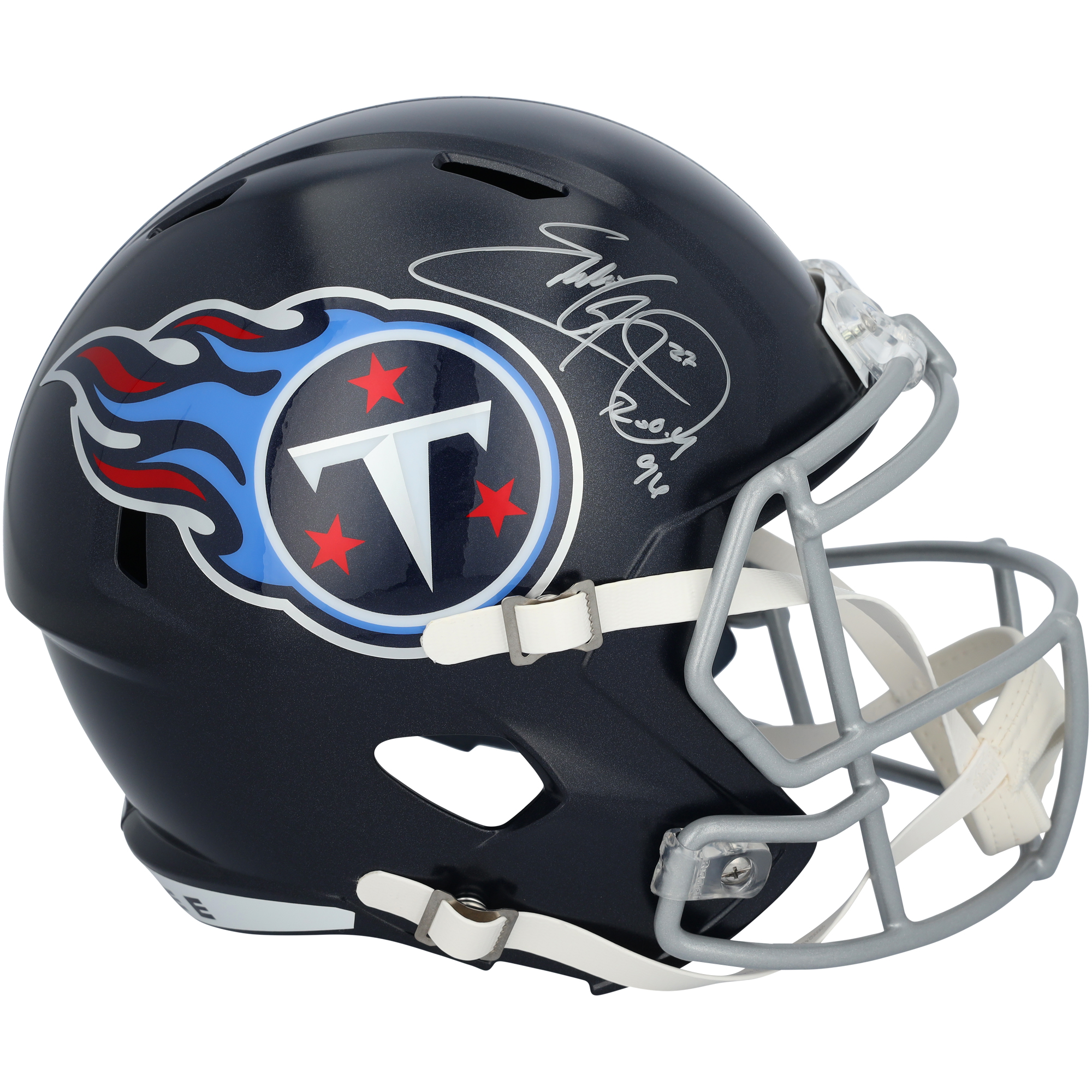 Eddie George signierter Riddell Speed Replika-Helm der Tennessee Titans mit der Inschrift „ROY 96“. Image