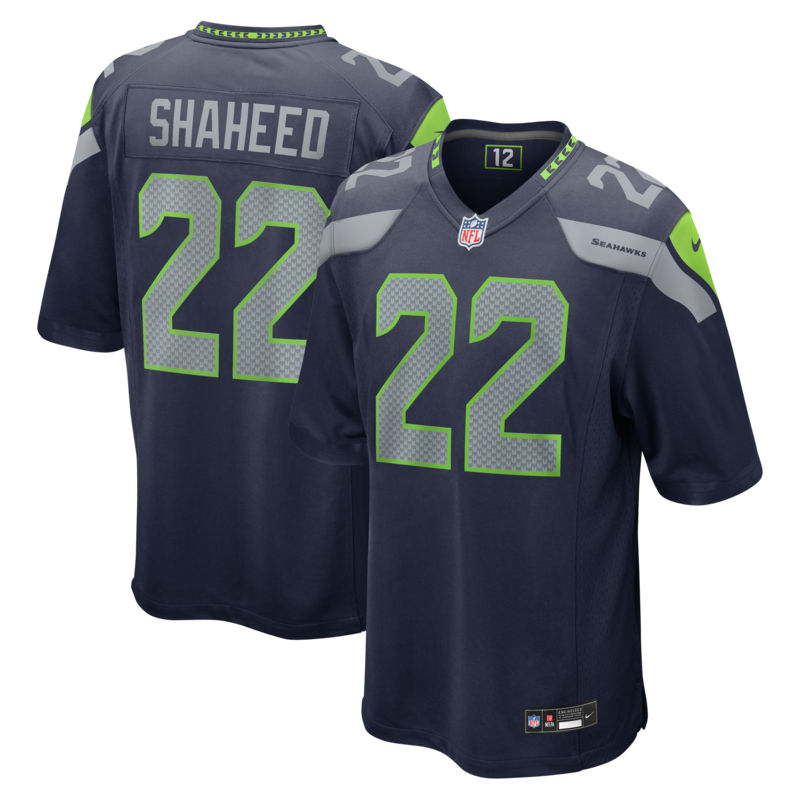 Nike Herren-Spieltrikot des Rashid Shaheed College in Marineblau, Seattle Seahawks Image