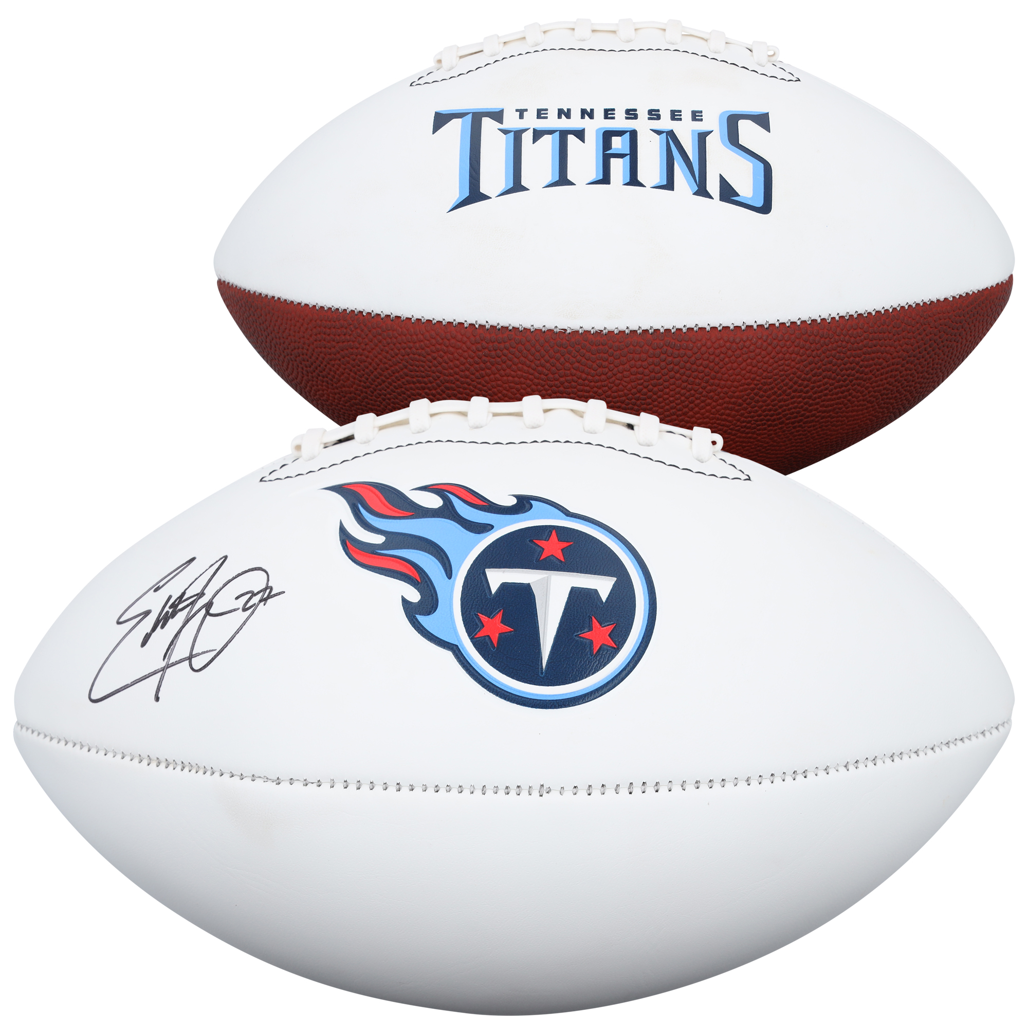 Eddie George Tennessee Titans signierter Franklin White Panel Football Image
