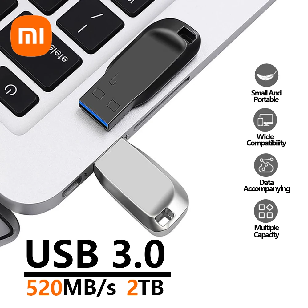 Clé USB 3.2, clé USB en métal, clé USB portable, disque SSD USB pour tablette Xiaomi, transfert de fichiers, clé USB 128 Go, 2 To