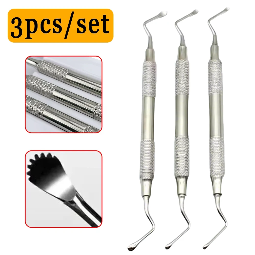 3-teiliges Dental Curette Professional Scaler Gracey Bone Curettes Implantatinstrumente Zahnarztwerkzeug-Set Image
