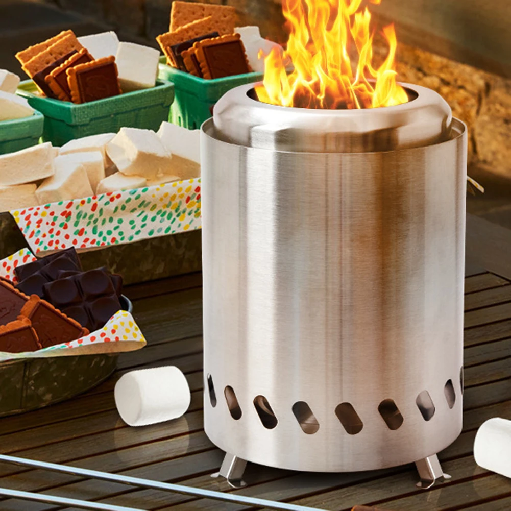 Rauchfreie Tisch-Feuerstelle für den Außenbereich, tragbarer Mini-Herd aus Edelstahl, Feuerstelle zum Brennen oder Pellet, angetriebenes tragbares Lagerfeuer Image