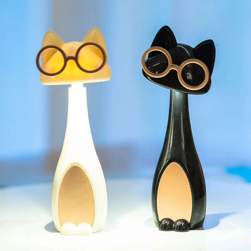LED-Nachtlicht, Cartoon-Motiv, niedliches Haustier, Katze, USB-Aufladung, LED-Nachtlicht, Zimmer, Schlafzimmer, Nachttisch, Schlaflicht, Schlafsaal, dekorativ als Geschenk Image