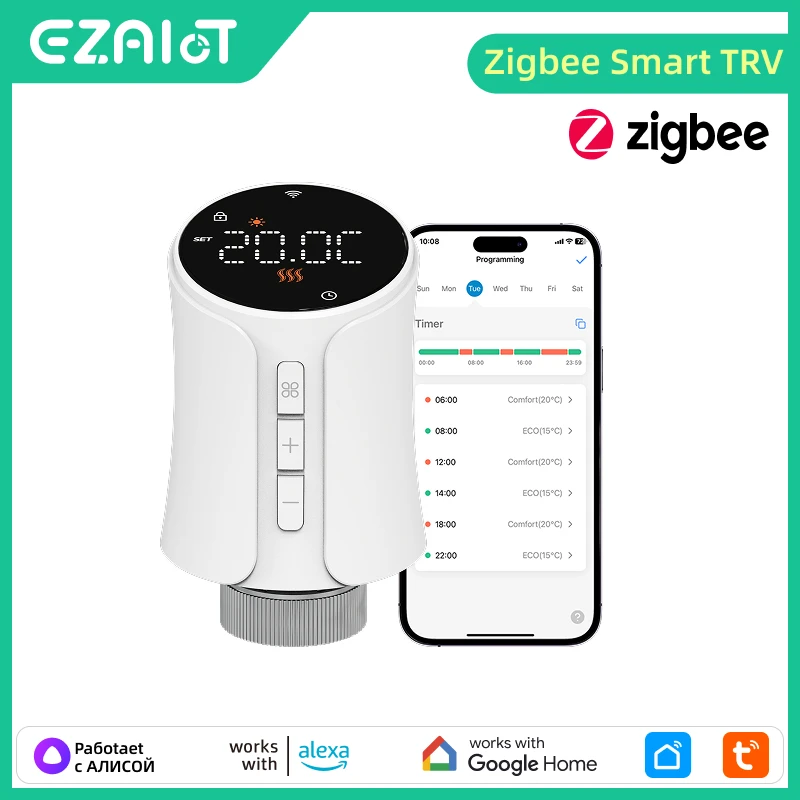 Tuya ZigBee 3,0 Smart Thermostat Heizkörper Ventil Antrieb Smart TRV Thermostat Ventil Temperatur Controller Alexa Google Hause Image