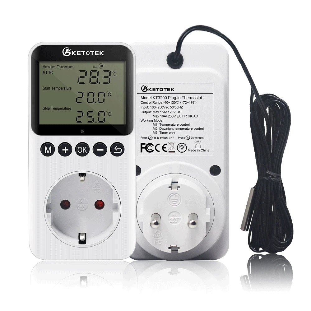 KT3200 Digitaler Plug-in Thermostat Temperatur Controller Steckdose Tag Nacht Control Für Heizung Kühlung mit Timer Image