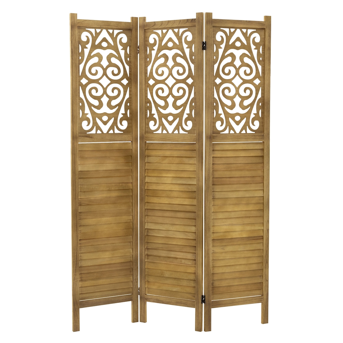 ML-Design Paravent Tokio 3-teilig 170x121 cm Natur Holz Raumteiler Faltbar Sichtschutz Trennwand Schlafzimmer Image