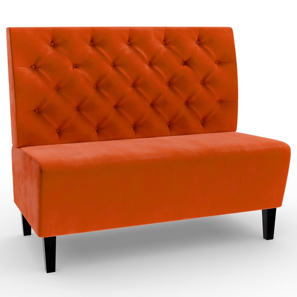 BIG Möbel GmbH Gastro Sitzbank Paris | 100 cm breit | Samtstoff in Orange | Chesterfield | Dinerbank Image