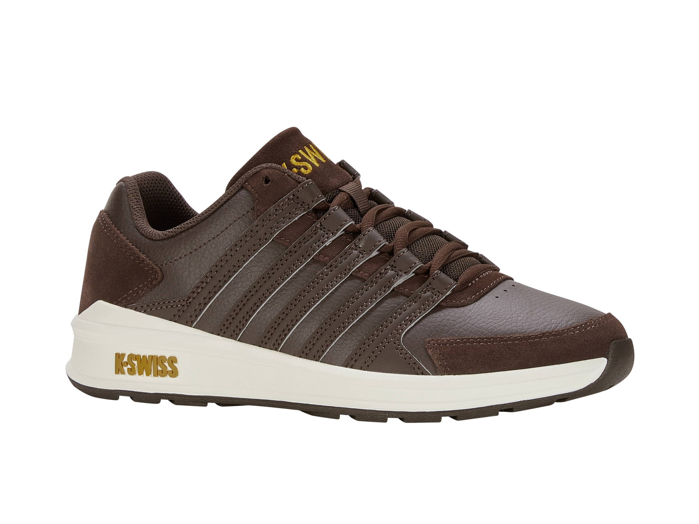 Sneaker K-SWISS "VISTA TRAINER", Damen, Gr. 46, java, snow weiß, Leder, Schuhe Sneaker