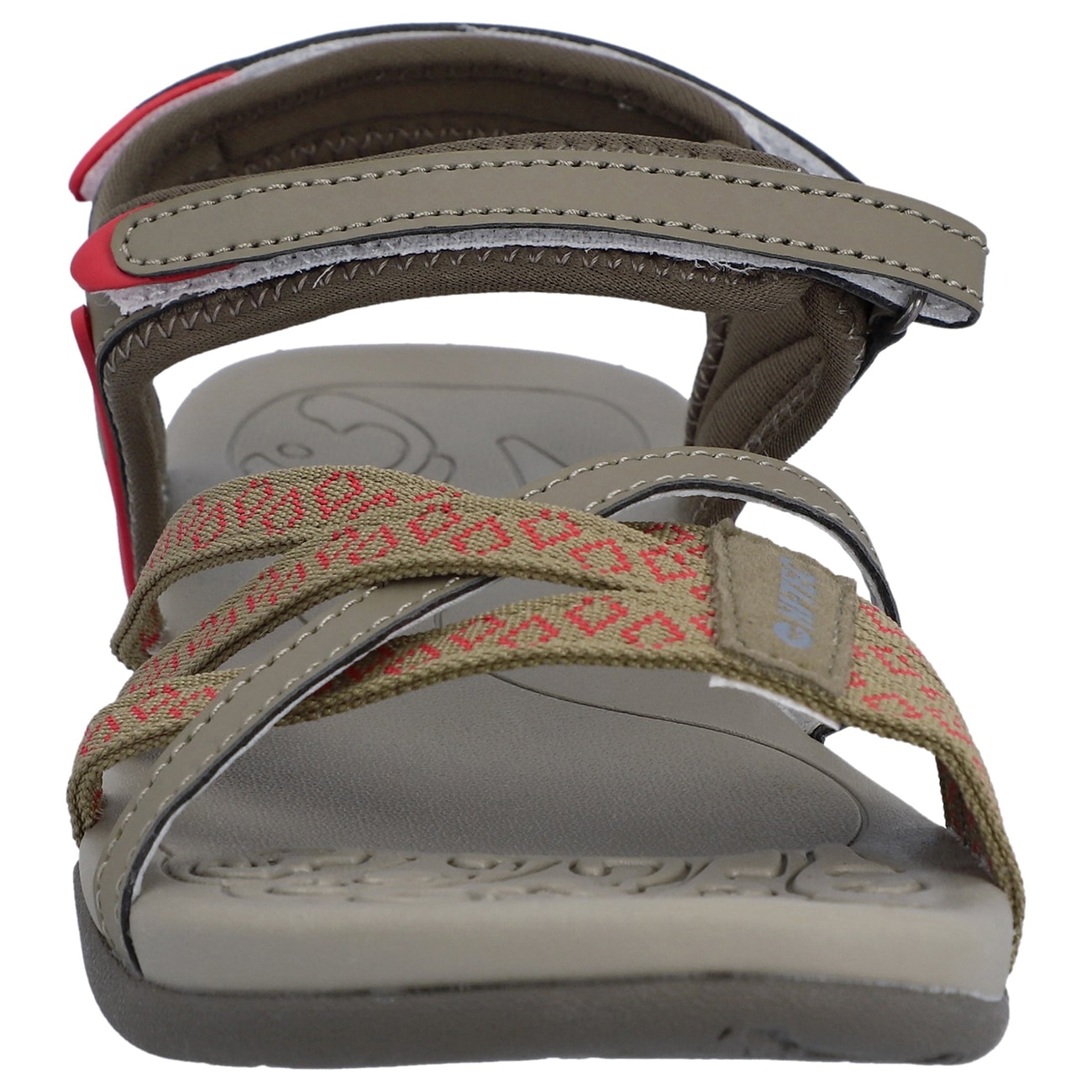 Sandale HI-TEC "Hi-Tec Sandalen Savanna II", Damen, Gr. 38, Normalschaft, lt taupe, oliv, sonnenuntergangskoralle, Polyester + Polyurethanband + Multi-Elastan, Schuhe Sandale