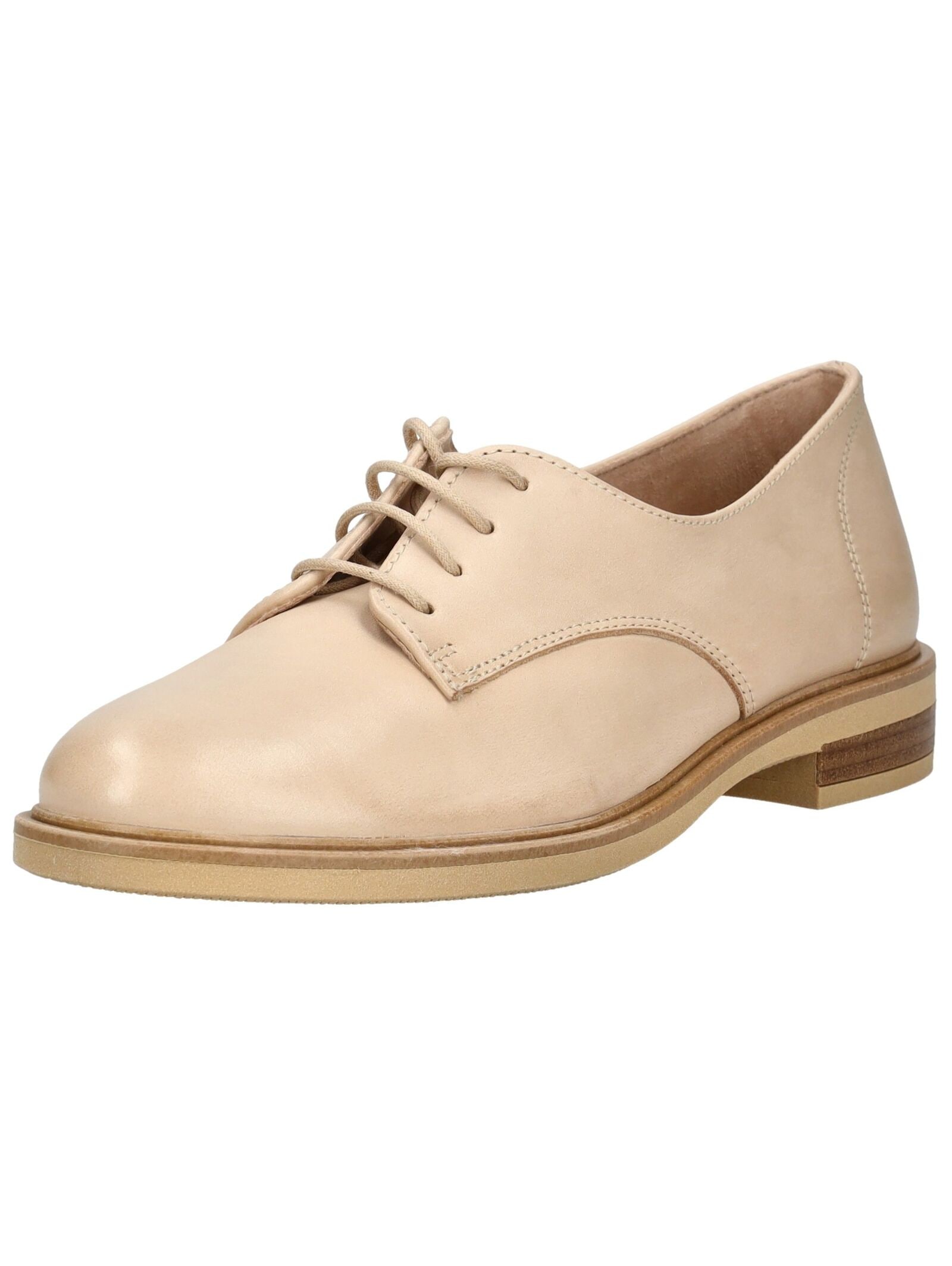 Schnürschuh PAUL GREEN "Paul Green Halbschuhe Glattleder", Damen, Gr. 38, beige, Glattleder, Schuhe Schnürschuh
