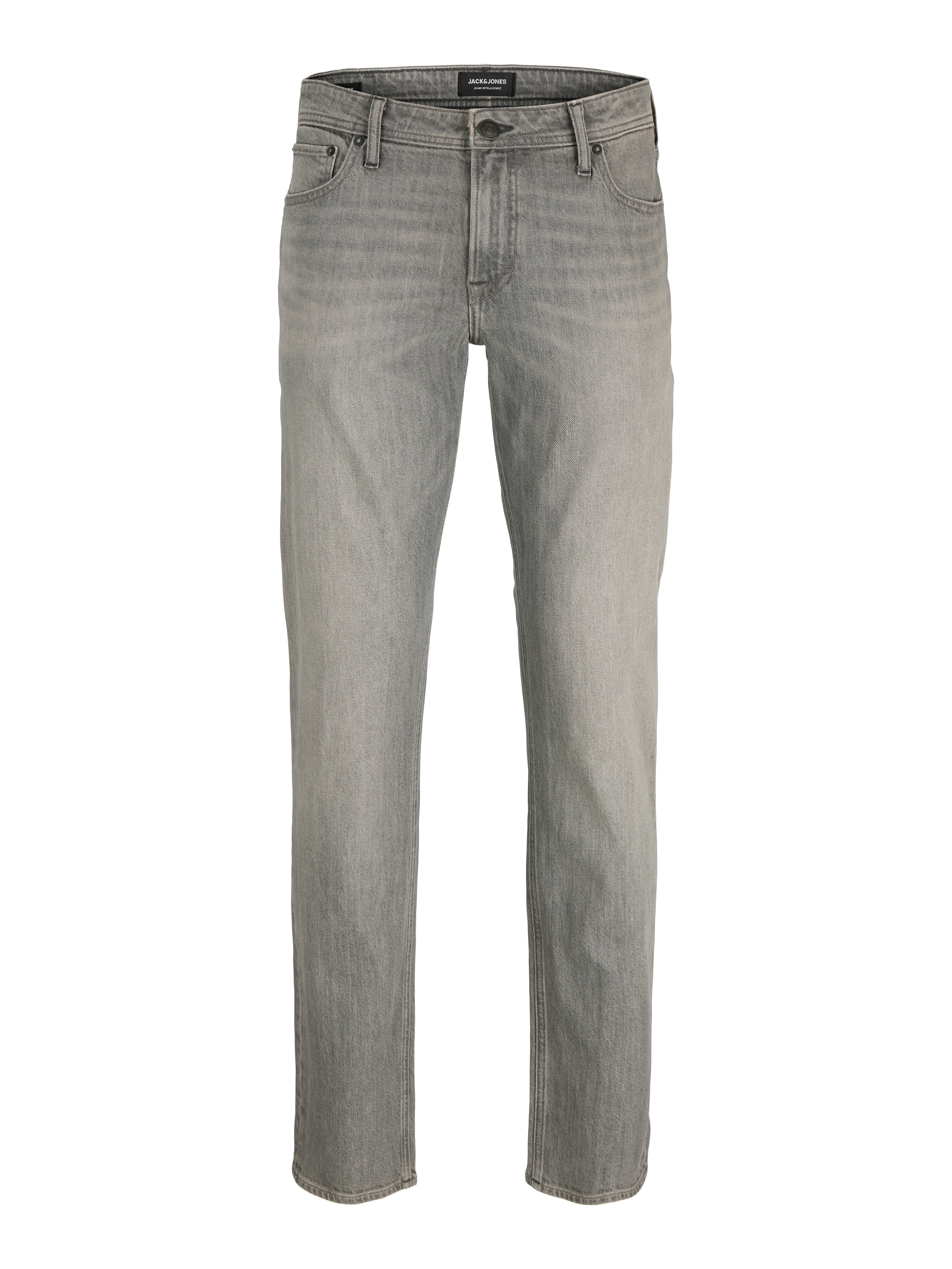 Regular-fit-Jeans JACK & JONES "JJICLARK im Used-Look, Stretchkomfort und niedrige Leibhöhe", Herren, Gr. 30, Länge 30, grau denim, Denim/Jeans, Obermaterial: 98% Baumwolle, 2% Elasthan, Abriebeffekte, regular fit lang, Jeans, Baumwolle, regular fit