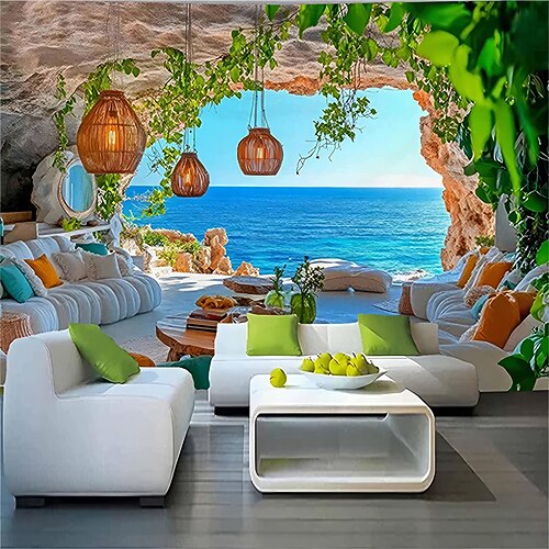 Tapisserie Banner Decke Strand Modern 3D Schlafzimmer Wohnzimmer Wohnheim Jugendzimmer Studentenwohnheim Wandveranda Wohndeko Image
