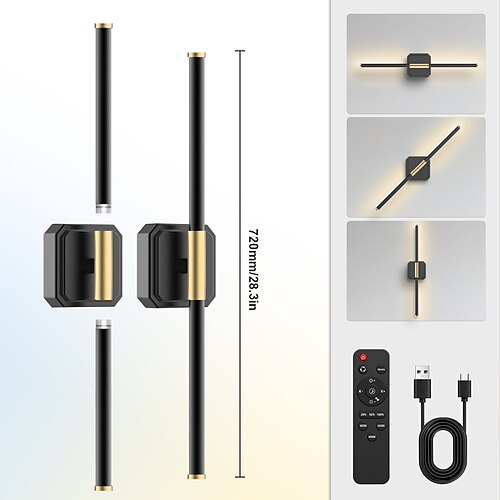 1/2 Stück Doppelwandleuchte, kabellose magnetische LED-Lesewandleuchte, dimmbare, wiederaufladbare Wandlampe, verstellbare Beleuchtung für Schlafzimmer, Wohnzimmer, Badezimmer, Spiegelbeleuchtung, Image