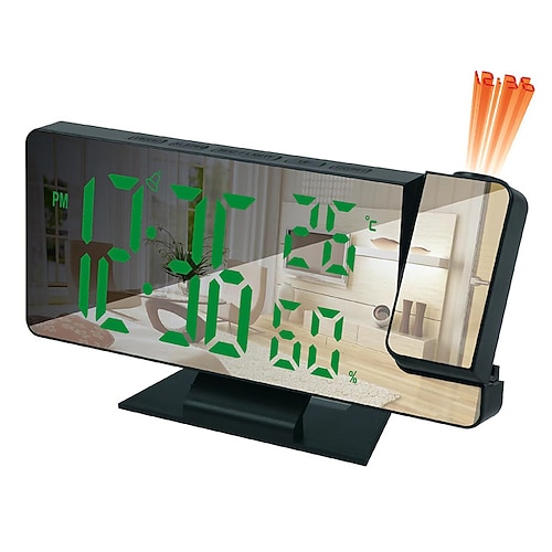 Digitale Wecker, digitale Wanduhr mit Projektion an Decke und Wand, 180° drehbarem Projektor und RGB-Nachtlicht, Projektionswecker für Schlafzimmer, LED-Tischuhr mit automatischer Dimmfunktion für das Image