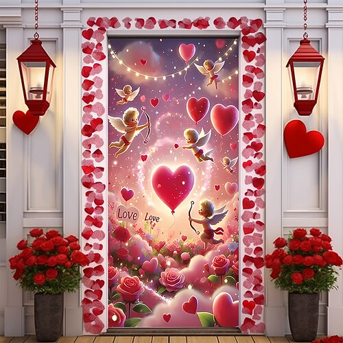 Valentinstag Poster Türabdeckung Banner für den Außenbereich Niedlich Modern 3D Party Wohnheim Studentenwohnheim Hintergründe aufnehmen Vordert¨¹r? Wohndeko Image
