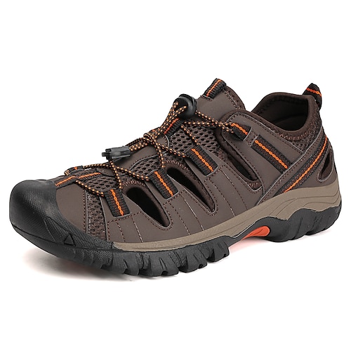 Braune Herren-Wandersandalen, verstellbares Schnürsystem, strapazierfähige Profilsohle, funktionaler Outdoor-Stil für Trekking, Angeln und Sommeraktivitäten Image
