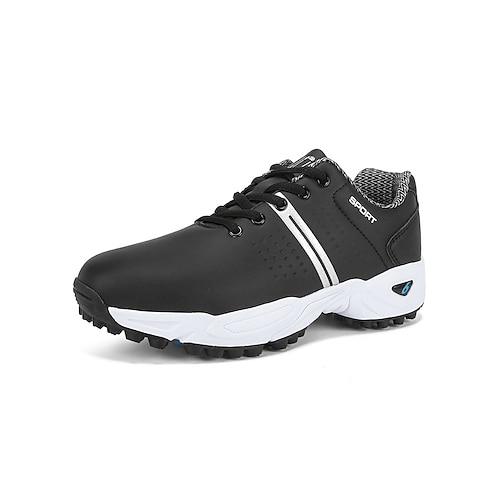 Weiße Herren-Golfschuhe, atmungsaktives Obermaterial mit gepolsterter Stützsohle, leichtes, sportliches Design, ideal für Golfspieler und Outdoor-Golfplätze Image