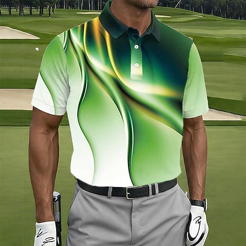 Herren Golf Linie Sport-Poloshirts Kurzarm Polo-Shirts Hemden mit Kragen Lässig Athleisure Knöpfe Sommer Frühling Purpur Grün Image
