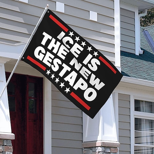 „Fuck Ice"-Wandteppich mit Flagge, kein Mensch ist illegal, Abschaffung der ICE-Kundgebung, 90 x 150 cm, Polyester-Wandbehang für Schlafzimmer, Studentenwohnheim, Outdoor-Dekoration für Proteste Image