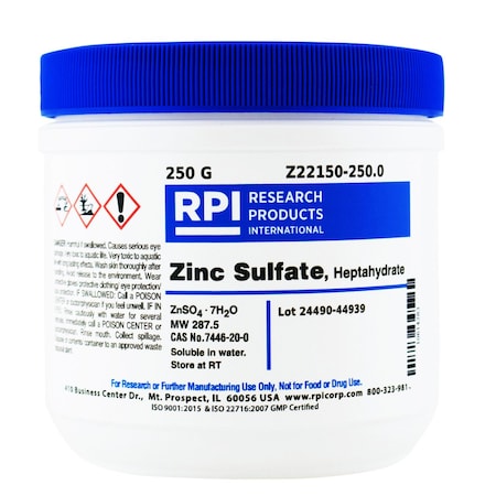 RPI Z22150-250.0 Zinc Sulfate Heptahydrate, 250 Grams