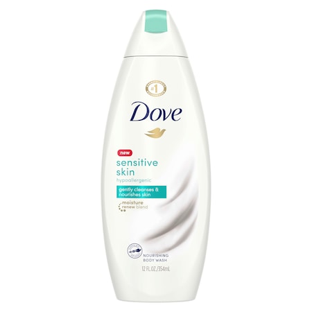 DOVE 12403 Sensitive Skin Body Wash 12 fl. oz. Bottle, PK6 PK6