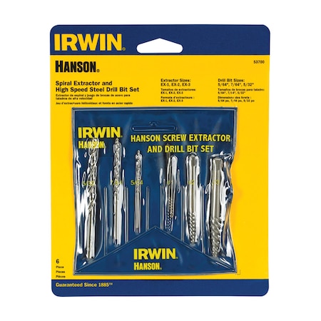 IRWIN 53700 Irwin Hanson 13/32 in. High Speed Steel Bolt Extractor Set 7 in. 6