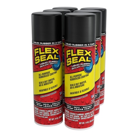FLEX SEAL FSR20 Flex Seal Black, Net Wt. 14 oz, 6PK