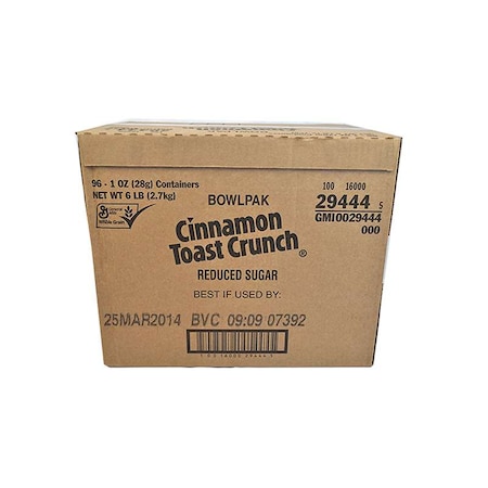 CINNAMON TOAST CRUNCH 16000-29444 25% Less Sugar Whole Wheat Rice Cereal With