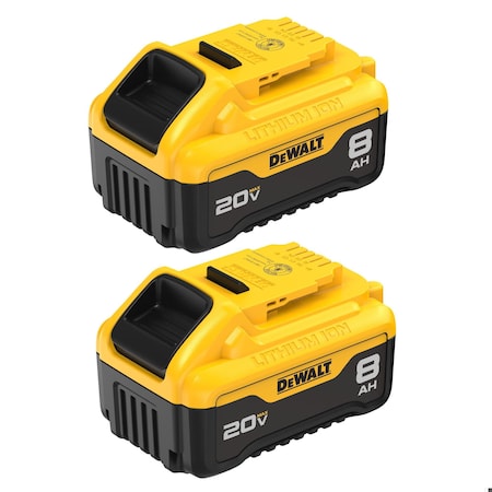 DEWALT DCB208-2 Battery Pack, 8.0 Ah, Li-Ion, 2PK