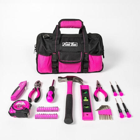 THE ORIGINAL PINK BOX PB40TBK 40-Piece Home Tool Kit, Pink