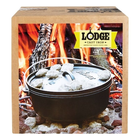 LODGE L12CO3 Lodge Logic Cast Iron Dutch Oven 12 in. 6 qt Black