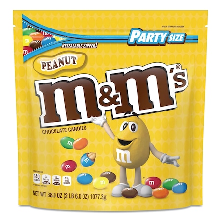 M&MS 55116 Milk Chocolate Candies, Milk Chocolate and Peanuts, 38 oz Bag