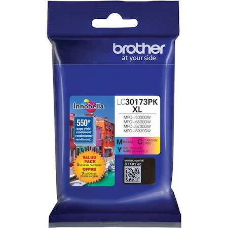 BROTHER LC30173PK Brother High Yield Cyan/Magenta/Yellow Ink Cartridges, 550