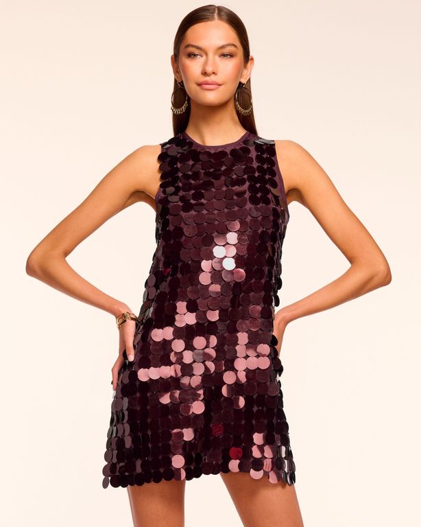 Roxana Paillette Shift Mini Dress - Red - Ramy Brook Dresses