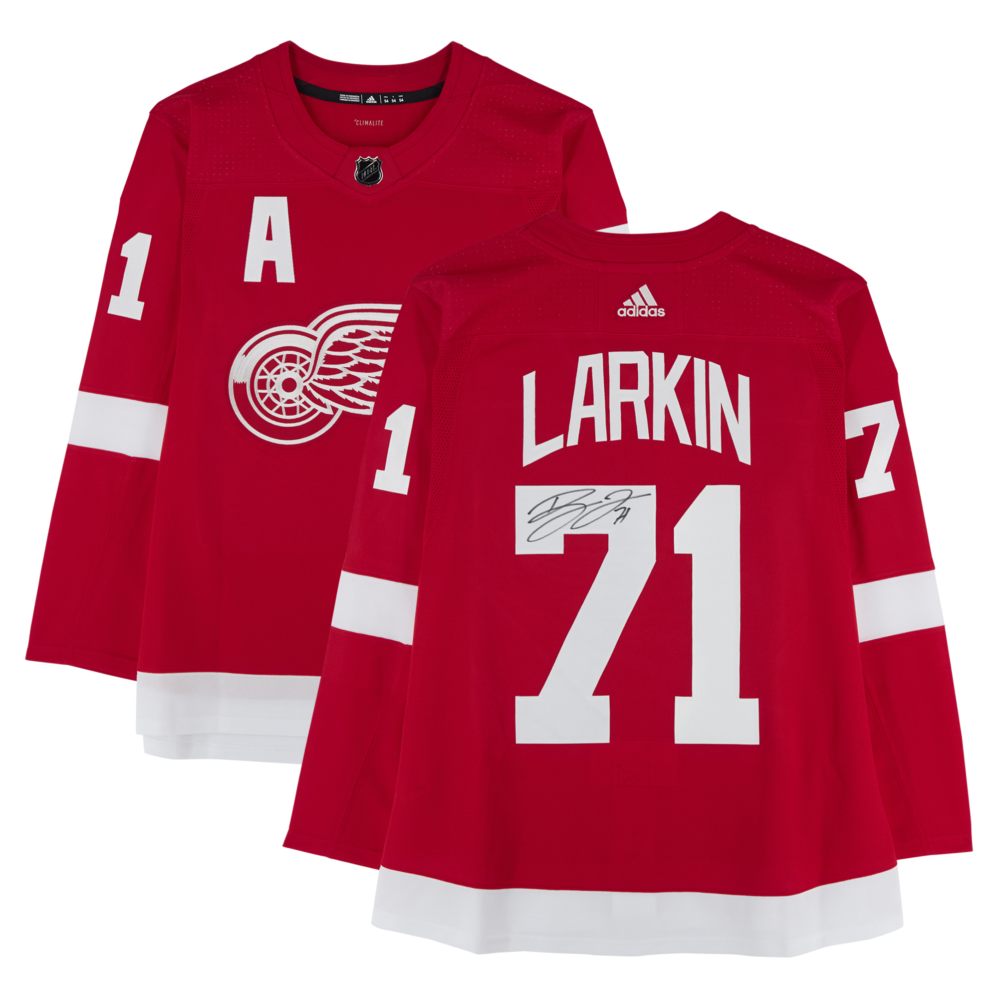 Dylan Larkin Detroit Red Wings signiertes rotes adidas-Trikot mit Aufnäher für den alternativen Kapitän Image