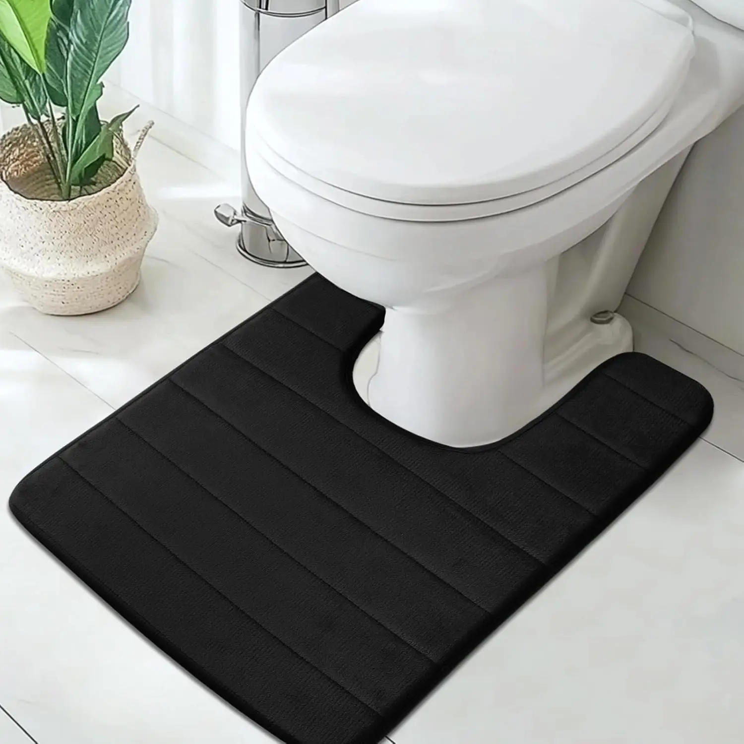 Tapis de salle de bain en forme de U 50x60CM, tapis de bain en mousse à mémoire de forme ultra absorbant, tapis de toilette antidérapant pour le sol de la salle de bain, décoration de la maison