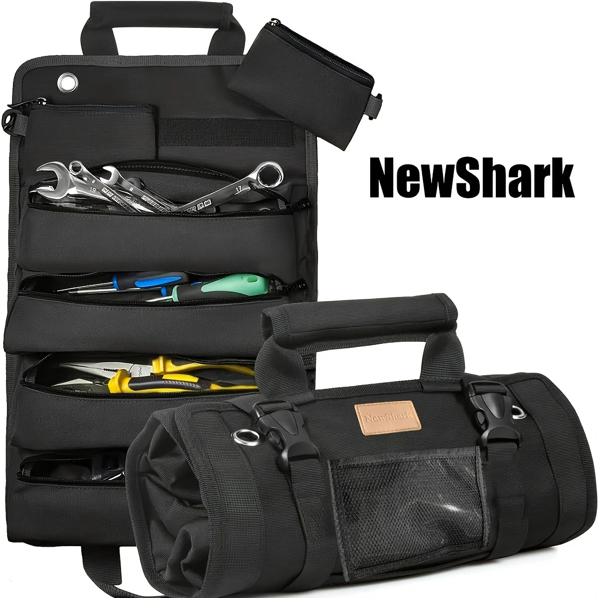 Organisateur de sac à outils-petit sac à outils avec pochettes détachables, organisateur de sac à outils enroulable robuste avec 6 pochettes à outils