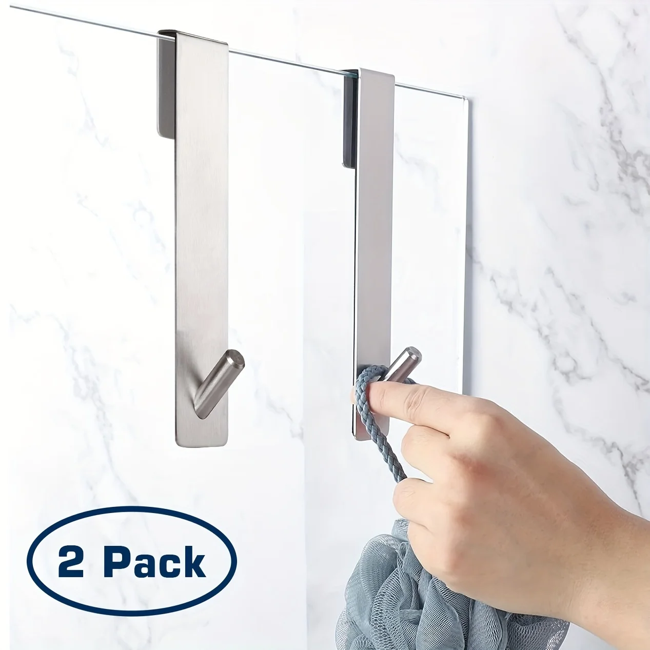 2 ganci per porta della doccia sopra ganci per porta per bagno porta della doccia in vetro senza telaio ganci per asciugamani in acciaio inossidabile ganci per porta del bagno
