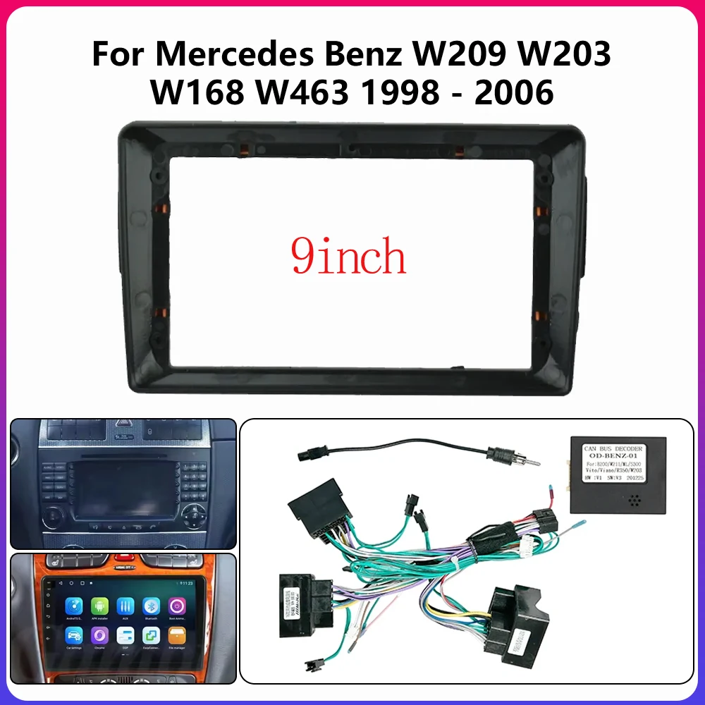 Für Mercedes Benz W209 W203 W168 W463 CLK CL-C 1998-2006 Stereo audio bildschirm multimedia video CD-player MP5 kabel Harness rahmen Image
