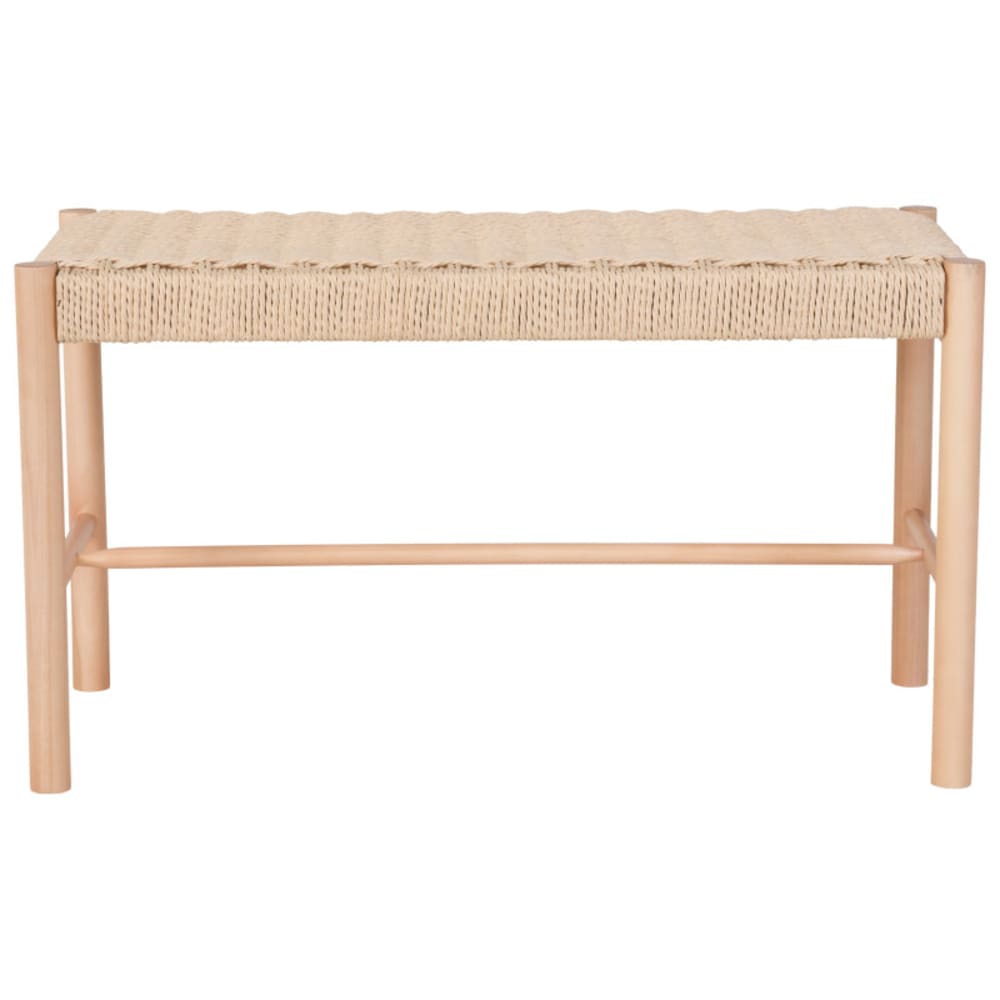 Banc avec assise en osier naturel et bois naturel 80 cm